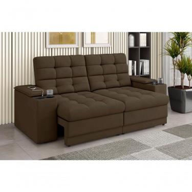 Imagem de Sofá Confort Premium 1,70m Assento Retrátil/reclinável Porta Copos E Usb Suede Marrom - Xflex Sofas