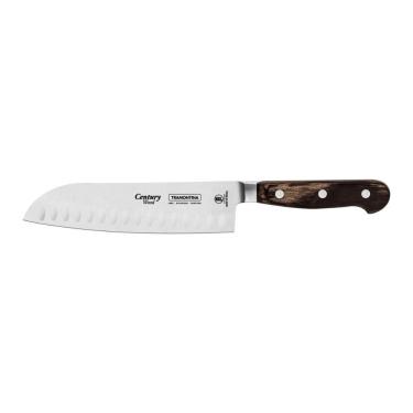 Imagem de Faca Santoku Tramontina Century Wood Com Lâmina Em Aço Inox E Cabo De Madeira Tratada Castanho 7 Polegada