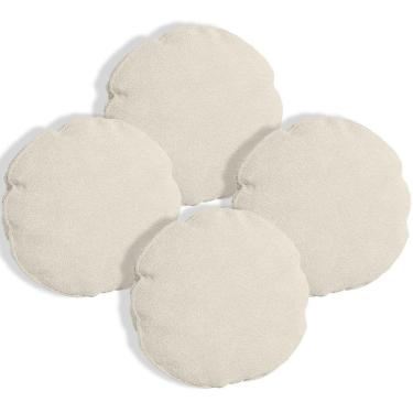 Imagem de Kit 4 Almofadas Bolacha Redonda Cookie 40x40 Cm Boucle 7 Decor Bege
