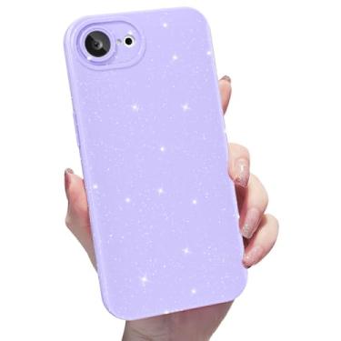 Imagem de Finyosee Capa brilhante para iPhone 16e, linda capa de silicone brilhante, brilhante, fina, fina, brilhante, capa protetora de borracha de gel de TPU macio para mulheres e meninas de 6,1 polegadas