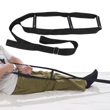 Imagem de ZUEXT Suporte de escada de cama 203 cm, dispositivo de assistência de puxar preto com 3 alças, alças de escada de corda ajustáveis, ajudante de alça de sentar para idosos, adultos, grávidas, pacientes