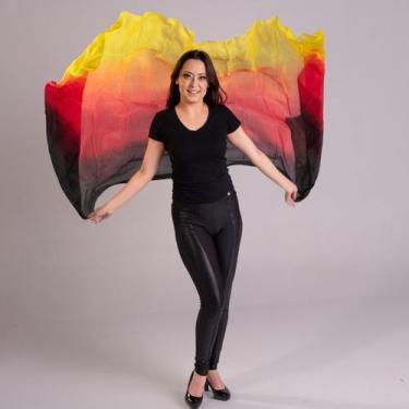 Imagem de Véu Seda Pura Colorido Dança do Ventre Fogo - VEU-SEDAA-3 - Atelier Pa
