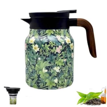 Imagem de Bule de chá vintage com estampa floral – infusor embutido, garrafa térmica de aço inoxidável com tampa para bebidas quentes