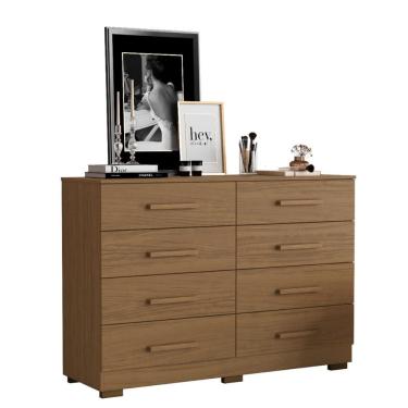 Imagem de Cômoda 8 Gavetas Quarto 136 cm com Pés em Plástico