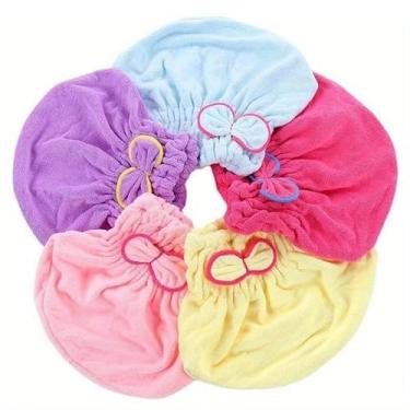 Imagem de 1 touca de cabelo seco coral absorvente borboleta macia turbante para adultos secagem rápida após o banho, spa, academia, viagem, maquiagem, rosa