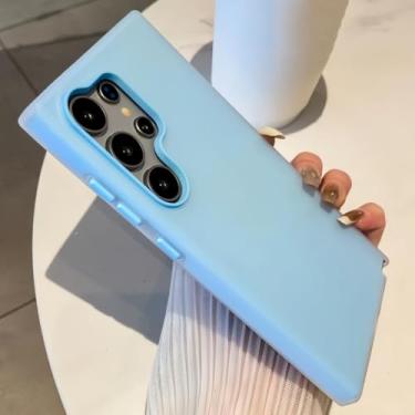 Imagem de MVVKKY Capa rígida 2 em 1 para Samsung S24Plus, cor de doce, fosca e gelatinosa (para Samsung S24Plus/azul)