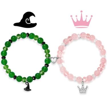 Imagem de hemsoe Elphaba Galinda Pulseiras combinando amizade: coroa de strass chapéu de bruxa amizade casais combinando pulseiras presentes de Natal Dia dos Namorados para fãs mulheres decorações de festa, One