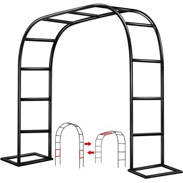 Imagem de ZANGEROI Treliça de Arco de Jardim para Plantas Trepadeiras Arcos de Casamento Ao Ar Livre para Cerimônia Arbor de Jardim de Metal Preto Arcos de Jardim Interno para Decoração de Festa 7,9 Pés de Larg