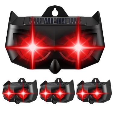 Imagem de KFFNHH Repelente solar noturno de animais 2025, pacote com 4 repelentes de guaxinim ao ar livre, dispositivo repelente de veados à prova d'água, luz vermelha piscante montada na parede, dissuasor de