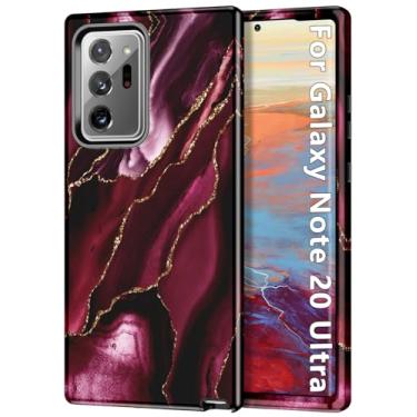 Imagem de Btscase Capa para Samsung Galaxy Note 20 Ultra, estampa de mármore, 3 em 1, resistente, à prova de choque, PC rígido + silicone macio para mulheres e meninas, capa protetora para Note 20 Ultra 5G 17.5