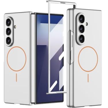 Imagem de Capa magnética para Samsung Galaxy Z Fold 7 com protetor de tela integrado, [compatível com carregamento sem fio] Capa protetora rígida fina de policarbonato à prova de choque para Samsung Galaxy Z