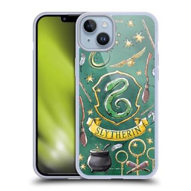 Imagem de Head Case Designs Capa de gel macio oficialmente licenciada com estampa Harry Potter Sonserina Relíquias da Morte XIII compatível com Apple iPhone 14 Plus