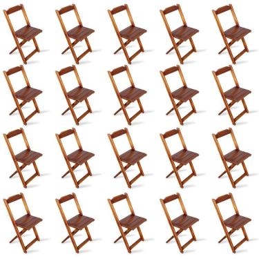 Imagem de Kit 20 Cadeiras Dobrável Madeira Padrão Imbuia Cor: Marrom