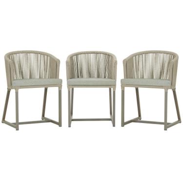 Imagem de 3 Cadeiras De Jantar Noronha Fendi Corda Náutica E3 Trama Rami