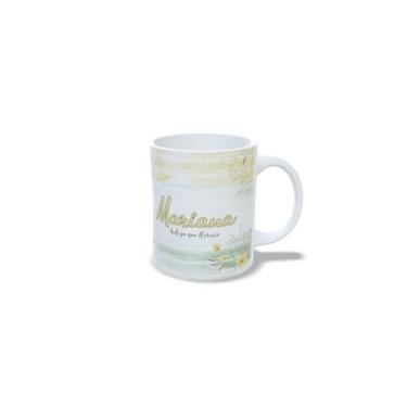 Imagem de Caneca de Cerâmica com Inicial Floral, Design Alice, Decorativa com Flores Amarelas e Brancas, 325ml (m)