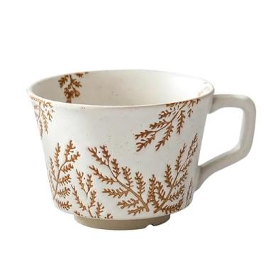 Imagem de Tvvtuww Caneca de cerâmica 1 peça, 325 ml - Caneca de café vintage, copos de cerâmica para leite, latte, cappuccino, chá - máquina de lavar louça de porcelana, presente de grés seguro para micro-ondas