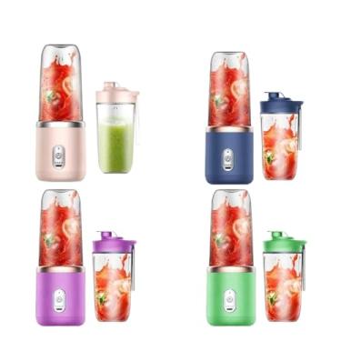 Imagem de 400ML 6 Lâminas Espremedor Elétrico Mini Liquidificador Portátil De Suco De Alimentos Misturador Leite(2 COPOS ALEATORIO)