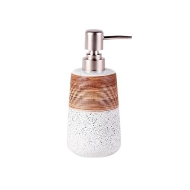 Imagem de Dispensador de sabão Gel de banho para lavar cabelo, empurrador água, dispensador loção, garrafa vazia, sabão cerâmica para hotel(Branco)