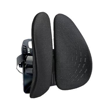 Imagem de Cadeira de apoio lombar Apoio para costas Almofada ergonômica ajustável de malha respirável para conforto de assento de carro de escritório (Preta)