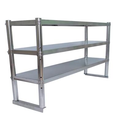 Imagem de Prateleira superior de aço inoxidável com prateleira inferior ajustável, prateleira de cozinha para preparação de mesa de trabalho prateleiras de armazenamento de cozinha (100 x 30 cm/39,3 x 11,8 pol