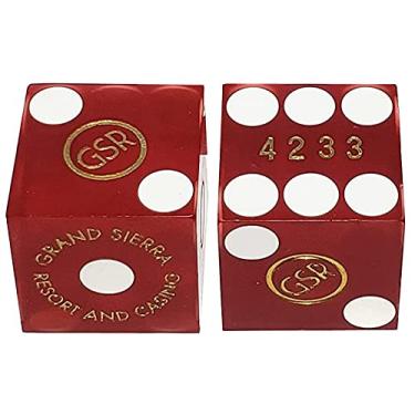 Imagem de Cyber-Deals Wide Selection 19mm Craps Dice Pairs Authentic Nevada Casino TablePlayed Dice Grand Sierra Resort Reno Red Frosted, Matching Serials