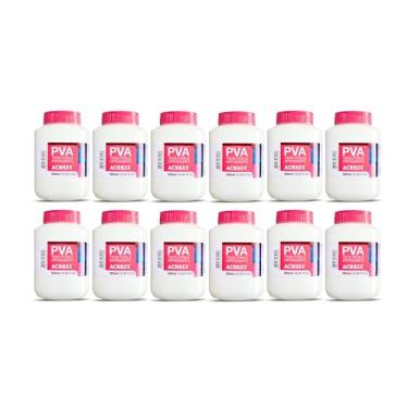 Imagem de Kit 12 Tintas PVA Fosca Acrilex Branco 519 500ml para Artesanato – Alta Cobertura em Madeira MDF Gesso Cerâmica Papel Isopor e Decoração