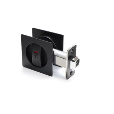 Imagem de Greensen Cadeado de Porta de Bolso Em Liga de Zinco Premium, Corpo de Fechadura Com Duplo Gancho para Portas de Correr Dobráveis, Com Indicadores Vermelho e Verde para Privacidade, Preto (Preto)