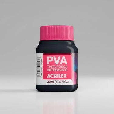 Imagem de Tinta PVA Fosca Acrilex Preto 520 37ml Para Artesanato Madeira MDF Cerâmica Gesso Isopor Papel Acabamento Fosco Secagem Rápida Alta Cobertura