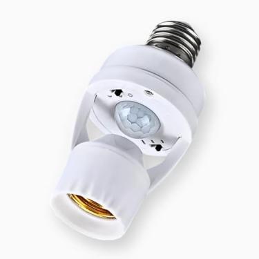 Imagem de Sensor de Movimento E27 PIR, Soquete Adaptador de Lâmpada Branco, Detector Automático de Presença para Iluminação