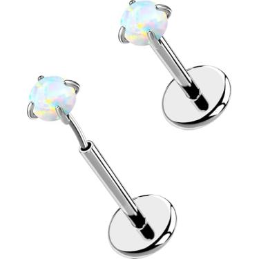 Imagem de OUFER 2 peças 16G/20G brincos de nariz lábios, G23 titânio sólido sem rosca push in nariz narina lábio labret medusa Monroe Helix cartilagem tragus concha lóbulo piercing joias para mulheres e homens