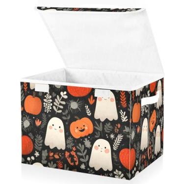 Imagem de Blueangle Caixas de armazenamento dobráveis 1 pacote, cestas fofas de armazenamento de abóbora com tampas e alça para casa, quarto, armário e escritório (149)