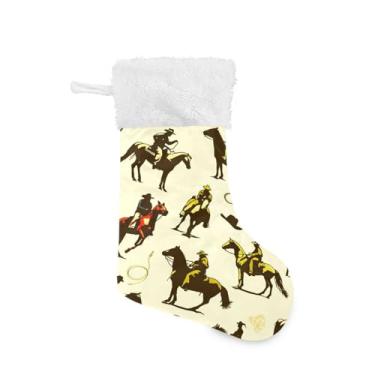 Imagem de GakkiGii Meia de Natal grande caubói, decoração de Natal suspensa para parede de árvore de lareira, 45 x 31 cm