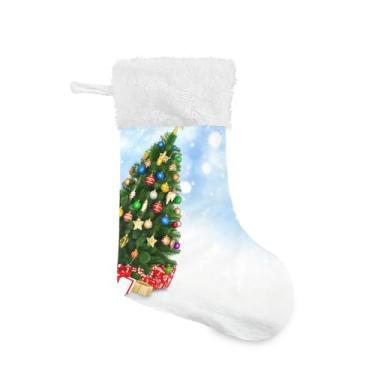 Imagem de GakkiGii Pacote com 2 meias de Natal com fundo de árvore de Natal, decoração de Natal grande para parede de árvore de lareira, 45 x 31 cm