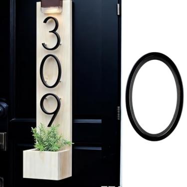 Imagem de Número de endereço de casa de 12 cm, placa de matrícula moderna para parede, caixa de correio, porta de apartamento, calçada, fácil instalação, 1 peça (número preto 0)