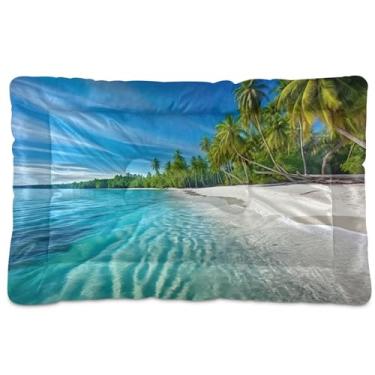 Imagem de SEHANY Shell Beach Scene Cama para cães e gatos com fundo antiderrapante, cama de canil, colchão macio para animais de estimação, lavável para cães pequenos, médios e grandes, gatos, 91 x 61 cm
