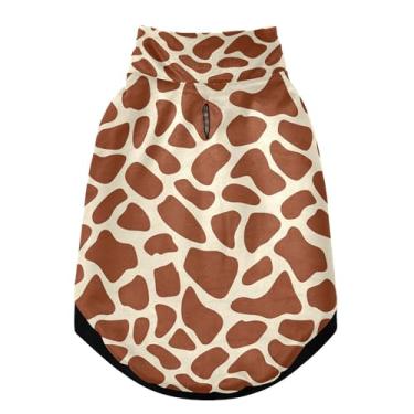 Imagem de SEHANY Casaco de cachorro marrom e branco com estampa de vaca para cães pequenos, superquente à prova de vento, jaqueta de inverno macia e aconchegante para clima de neve fria com coleira para animais