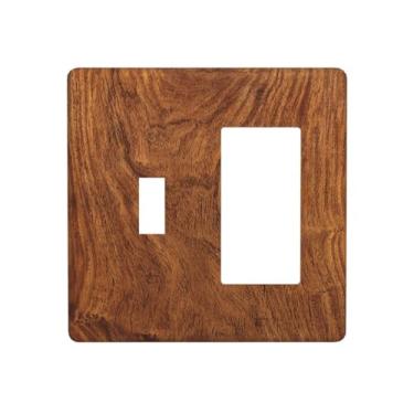 Imagem de Nadoabtm Capas de tomada vintage rústica marrom escuro grão de madeira 1 alternância 1 interruptor de luz combo interruptor de luz placa de interruptor elétrico placas decorativas para decoração de