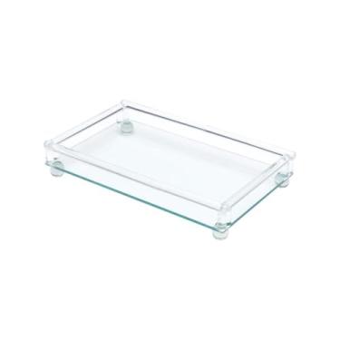 Imagem de WOLFF - Bandeja Decorativa de Vidro com Pé Retangular 33cm x 20cm x 6cm