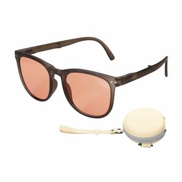 Imagem de HARFINGTON Óculos de sol para mulheres e homens, óculos de sol modernos dobráveis em policarbonato com caixa original de proteção solar para dirigir, fazer compras e tirar fotos, roxo