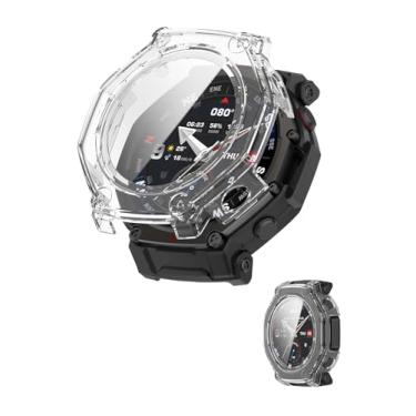 Imagem de Capa para Amazfit T-Rex 3 Pro 48 mm, capa protetora NOUKAJU Smartwatch, película de vidro temperado 9H integrada, PC rígido, fácil de instalar, protetor de tela para relógio inteligente Amazfit T-Rex