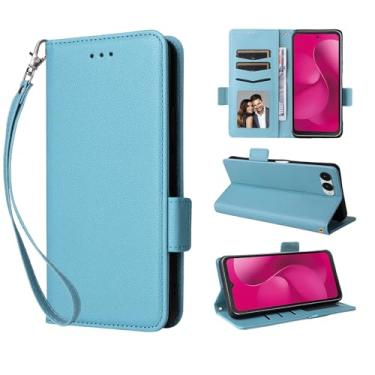 Imagem de Capa carteira para T-Mobile Revvl 8, capa PU com porta-cartão, capa protetora flip para T-Mobile Revvl 8 com função de suporte, fecho magnético lateral, proteção contra quedas, proteção contra