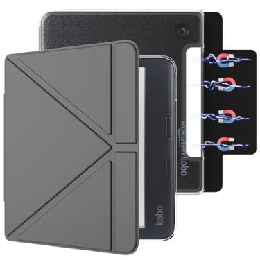 Imagem de E NET-CASE Capa magnética destacável para eReader Kobo Libra de 17,78 cm (2024)/Kobo Libra 2 (2021), luz traseira ultratransparente à prova de arranhões, fácil de desprender e fixar, hibernar