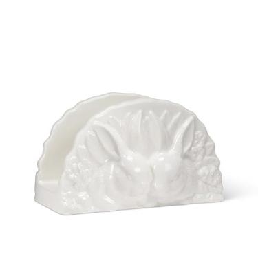Imagem de Abbott Collection Porta-guardanapos de coelho, 14 cm, branco, cerâmica