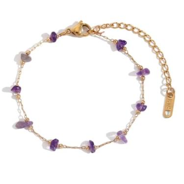 Imagem de Lume&Thread Pulseira de colar de cristal natural banhada a ouro 18 k, colares e pulseiras femininas ajustáveis, joias que trazem sorte para as pessoas, presente para a família, amantes, amigos, Medium