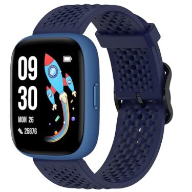 Imagem de Lamshaw Compatível com BIGGERFIVE Pulseira de silicone de liberação rápida com fivela de metal compatível com BIGGERFIVE BW01, BW02 Smart Watch (azul)