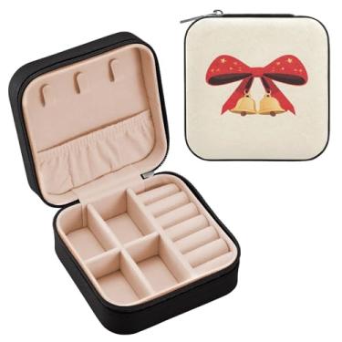 Imagem de Wassud Estojo de joias de viagem com ilustração vetorial plana para mulheres, meninas, senhoras, noiva, mini organizador de joias de couro PU, caixa quadrada de armazenamento de joias para brincos