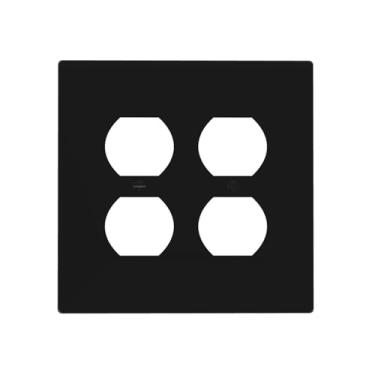 Imagem de WUYOCHA Capas decorativas pretas para interruptor de luz de 2 gangs, placas de parede duplas duplas para tomadas elétricas, capas de placa de interruptor para quarto, cozinha, decoração de casa