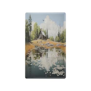 Imagem de Wassud Placa de cobertura de interruptor de luz, capas de tomada decorativas, placa de parede para tomadas elétricas, casa de madeira, capas de tomada de interruptor único