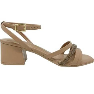 Imagem de Sandália Feminina Casual Dia a Dia Passeio Trabalho com Strass Salto Grosso Médio Conforto Ramarim 2-Feminino