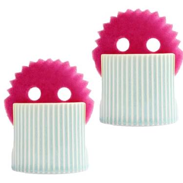 Imagem de Hoilse Suporte de esponja de cerâmica para pia de cozinha, organizador de pia, suporte de esponja de prato para banheiro, cozinha, pia, suporte de sabão de cozinha de fazenda e acessórios de pia para